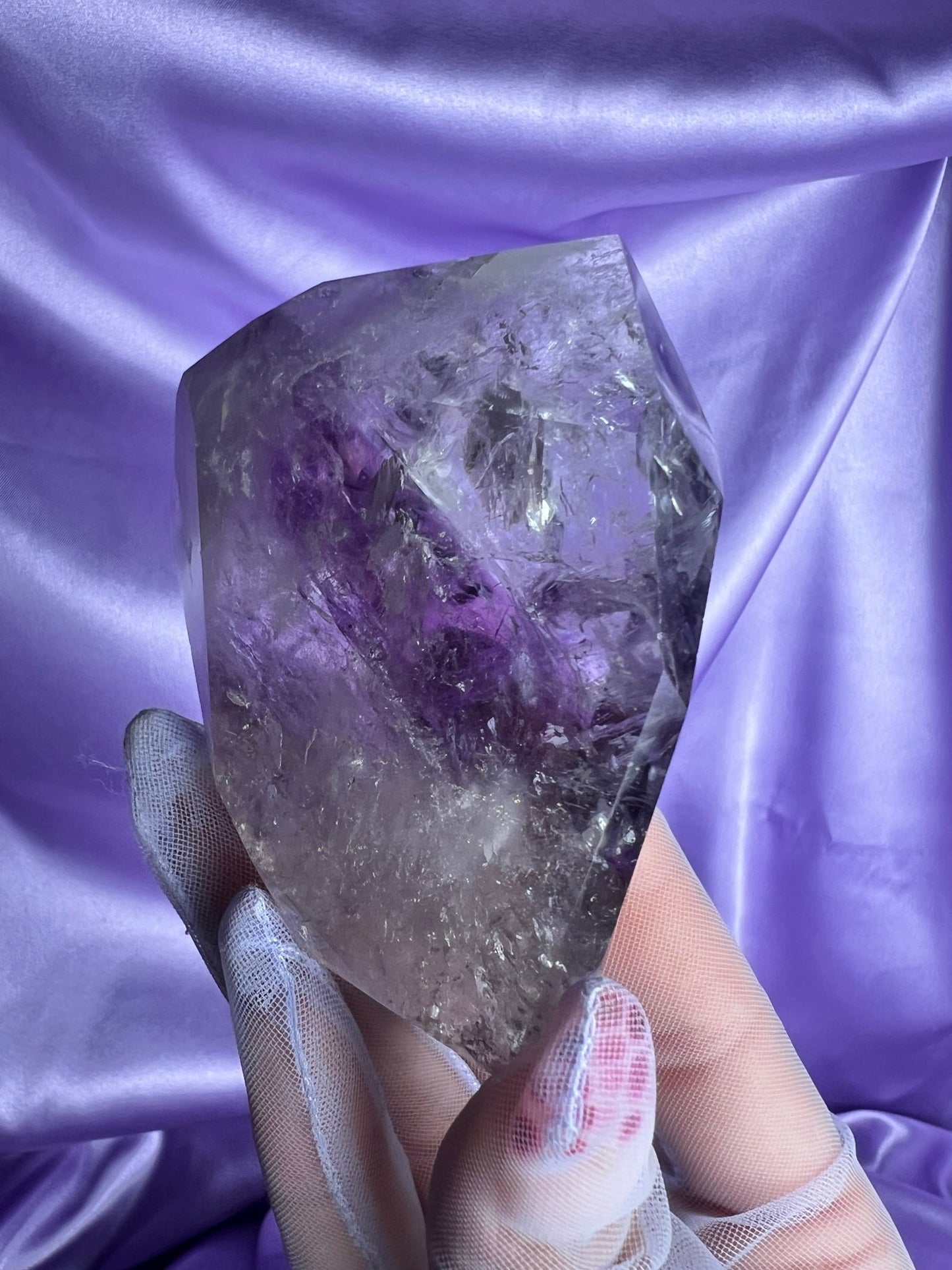 Phantom Amethyst on Gold Stand