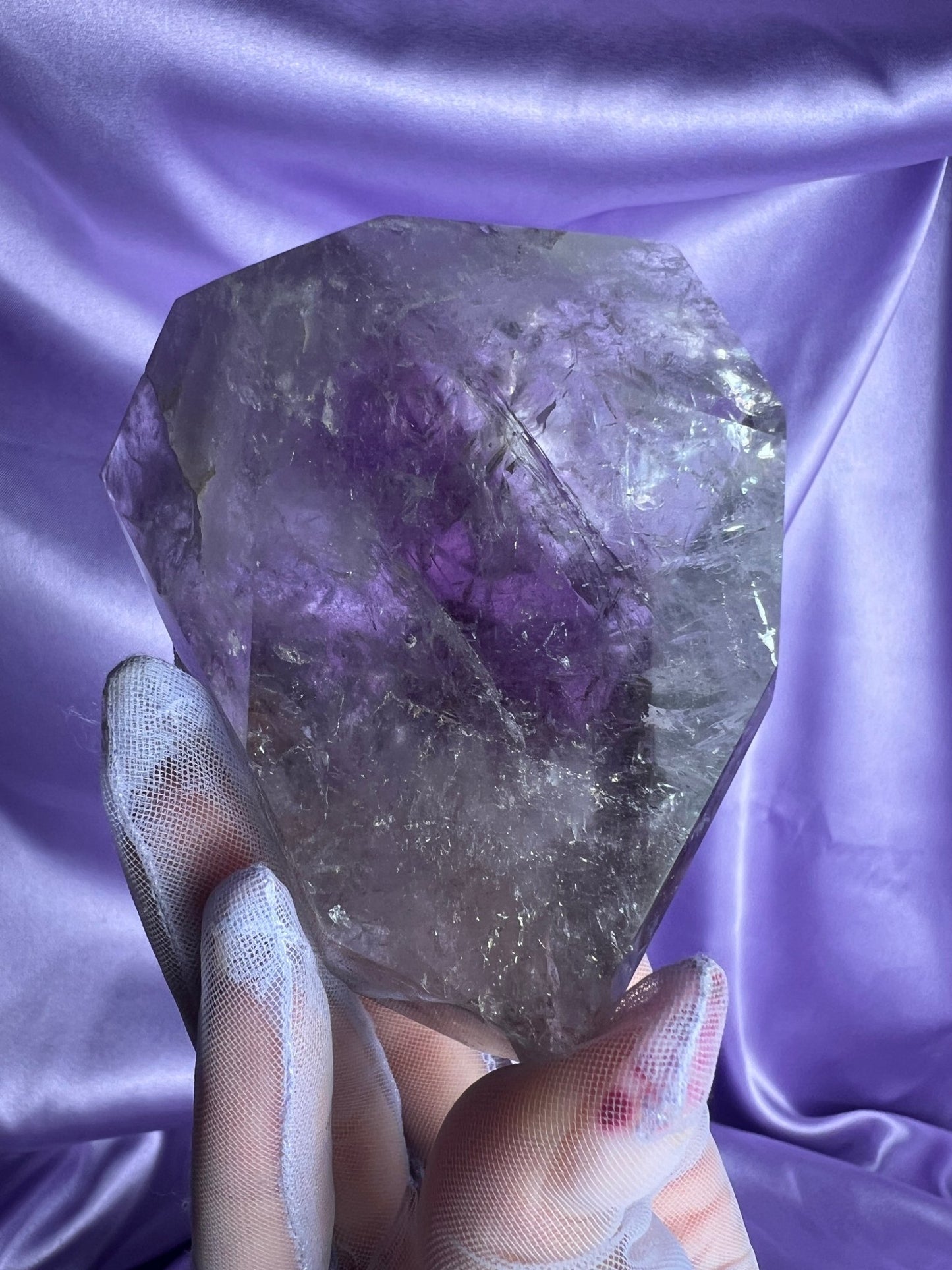 Phantom Amethyst on Gold Stand