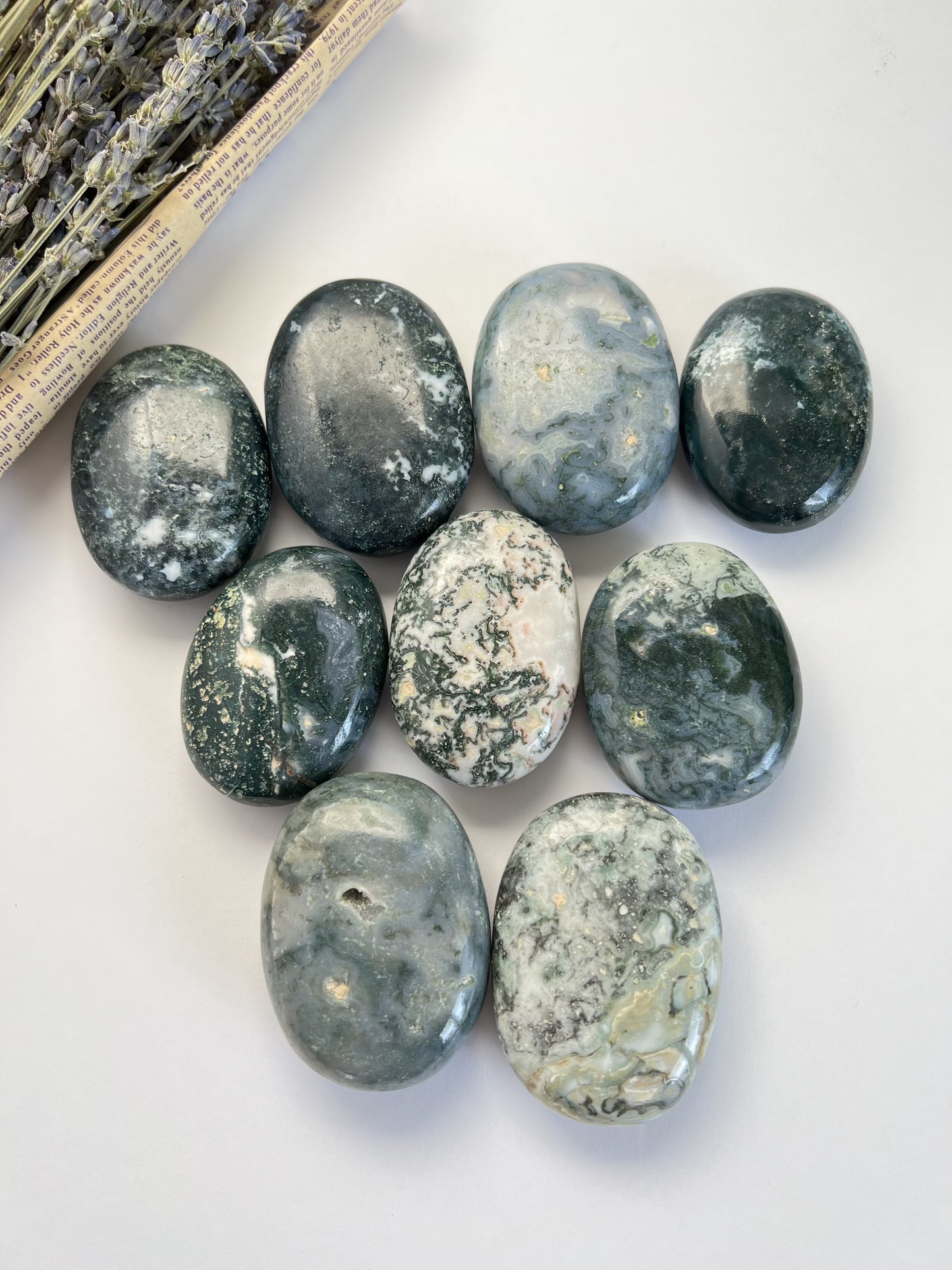 Moss Agate Palm Stones