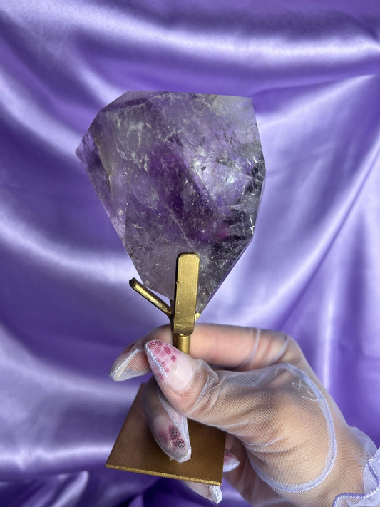 Phantom Amethyst on Gold Stand