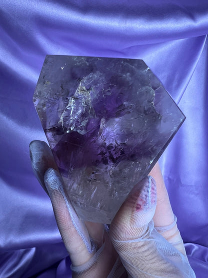 Phantom Amethyst on Gold Stand
